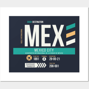 Mexico City (MEX) Airport Code Baggage Tag Posters and Art